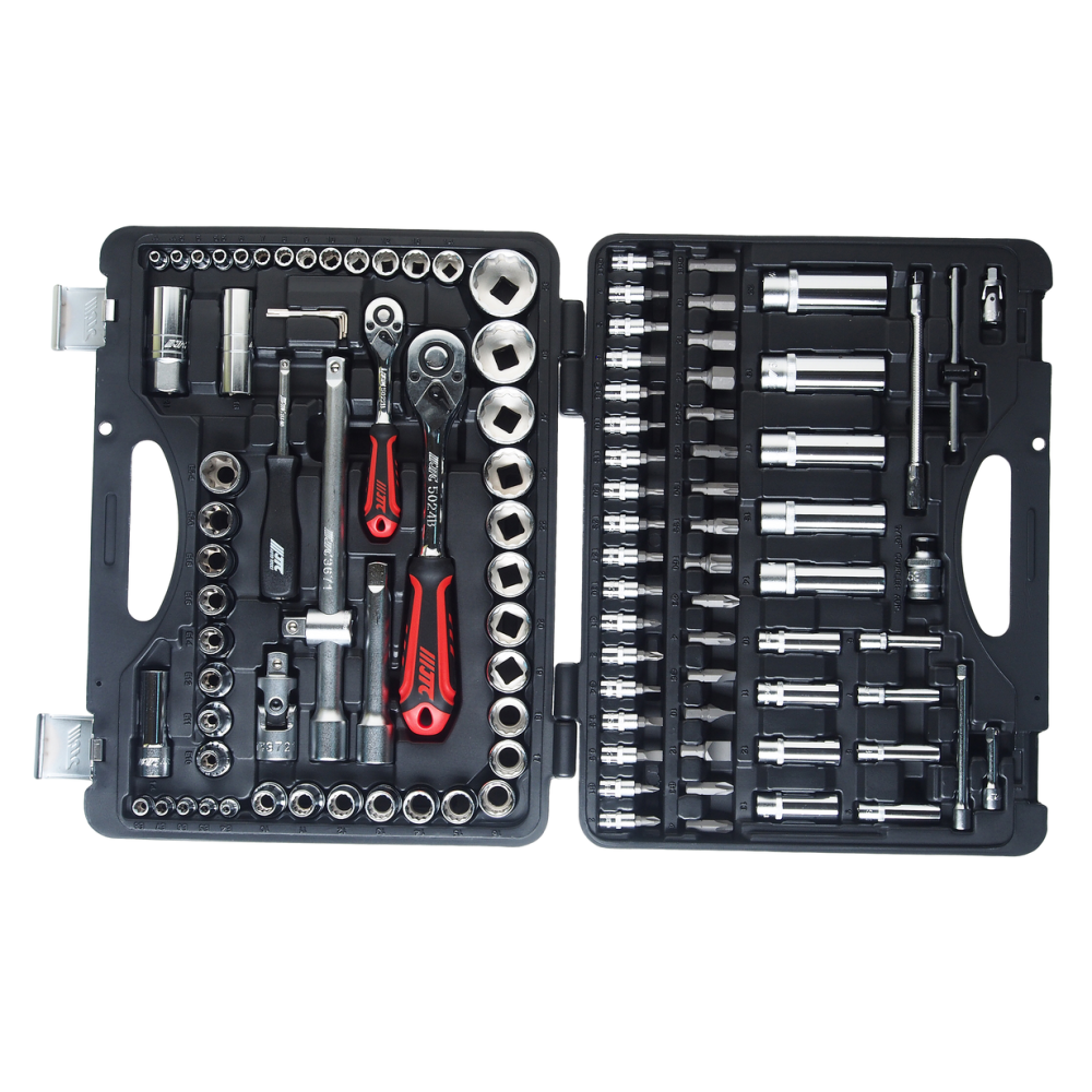 Набор головок торцевых,бит и бит-головок 1/4",1/2" 12-гранных 110 предметов в кейсе JTC