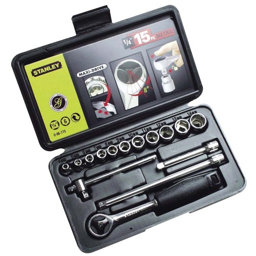 Набор торцевых головок 1/4" (15 предметов) -метрический STANLEY 0-86-775
