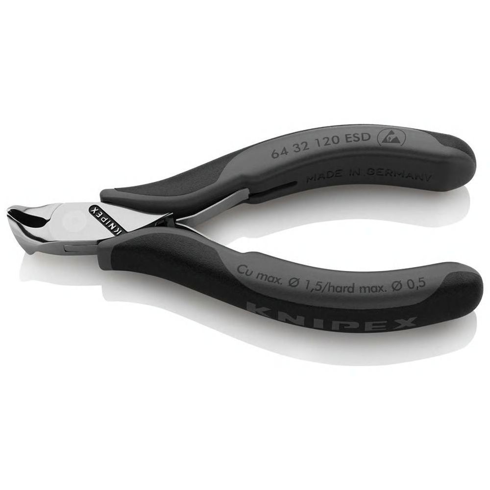 Кусачки торцевые для электроники ESD, маленькая фаска, губки 15°, 120 мм, 2-комп антистатические руч