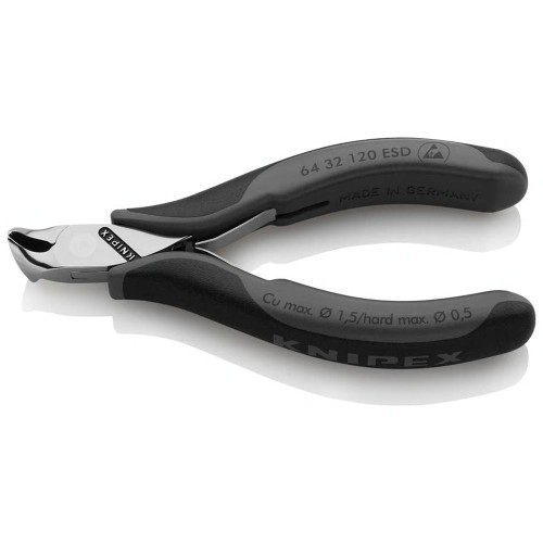 Кусачки торцевые для электроники ESD, маленькая фаска, губки 15°, 120 мм, 2-комп антистатические руч