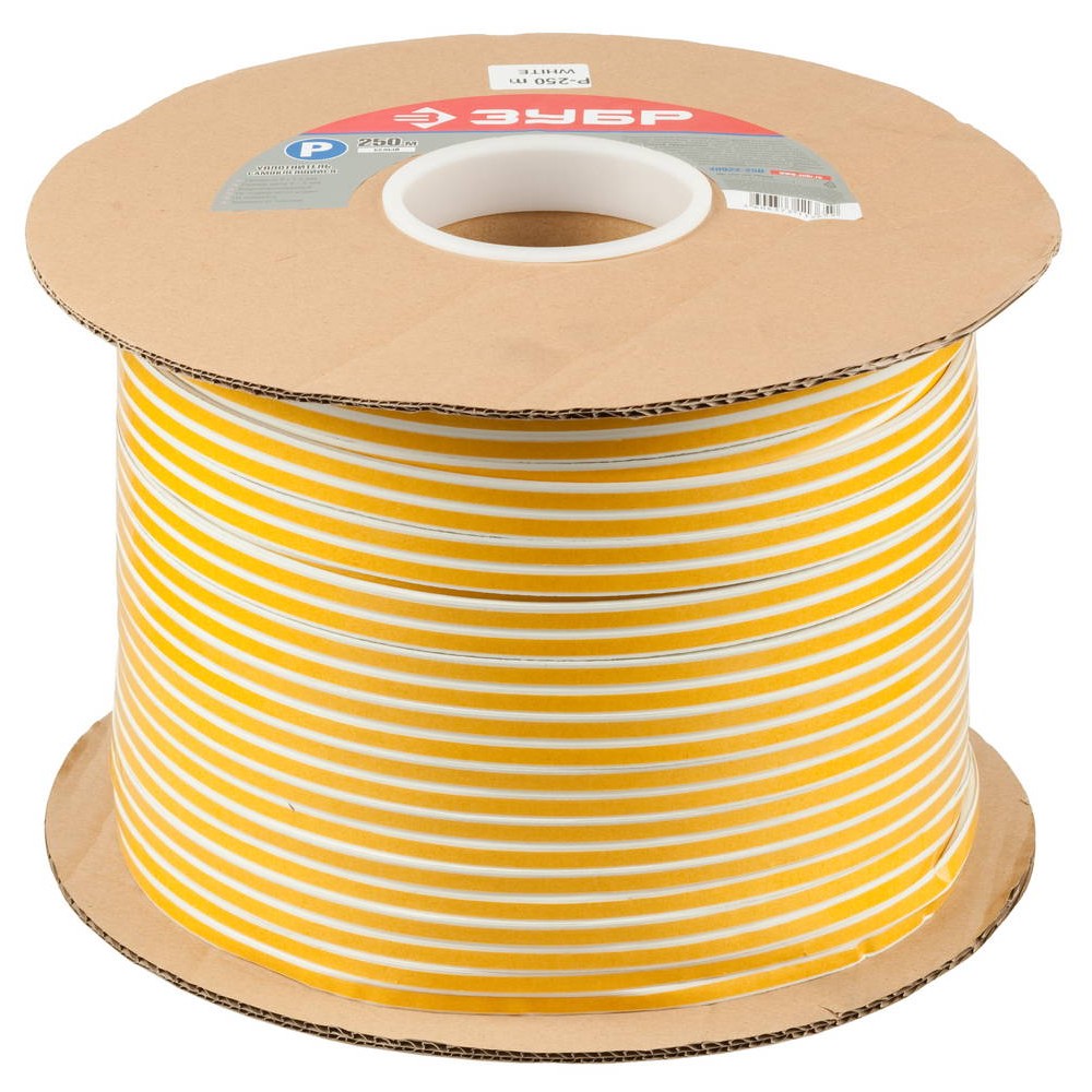 Резиновый уплотнитель самоклеящийся ЗУБР P-профиль 9 х 5.5 мм 250 м белый (40922-250)