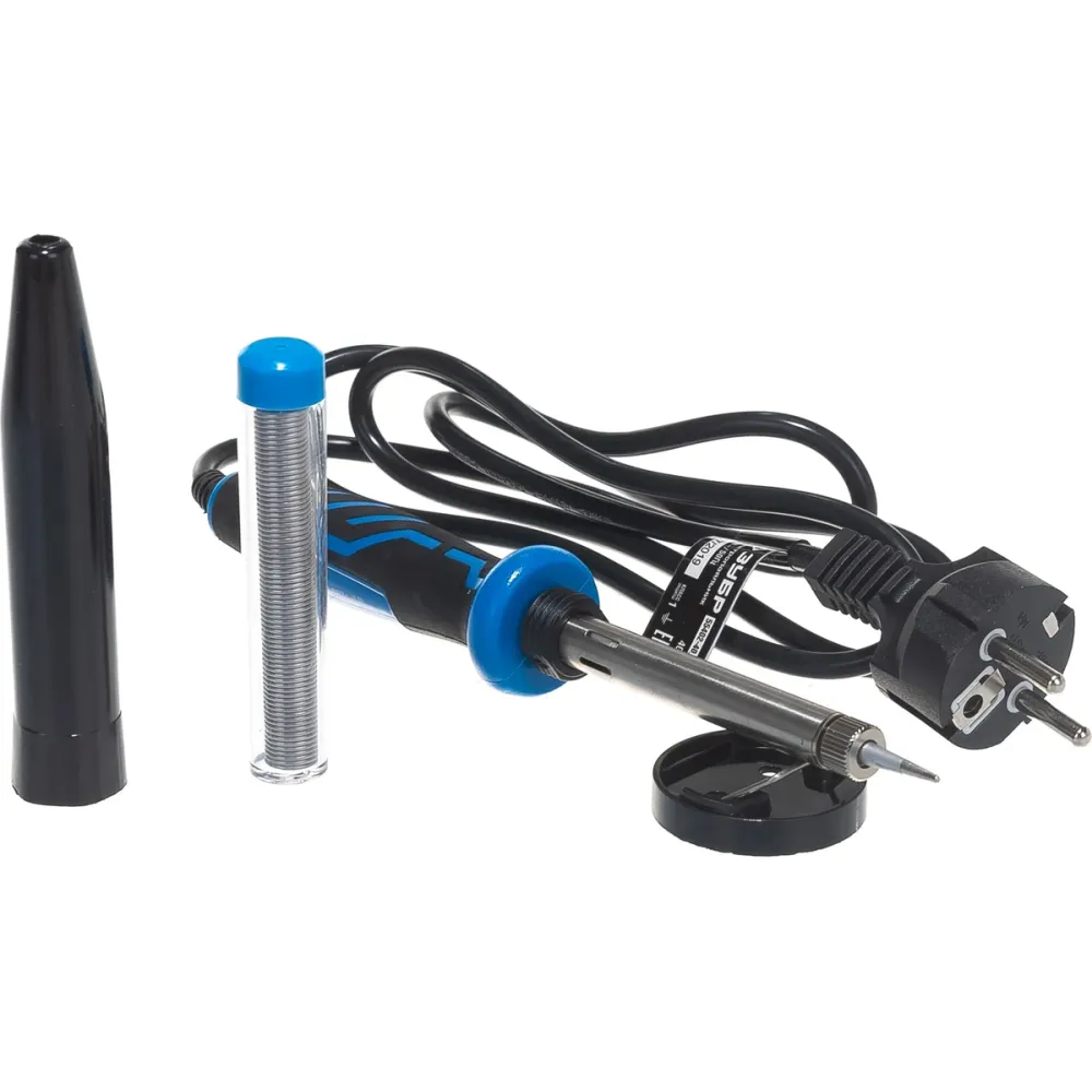 40 Вт, в наборе: припой + подставка, 2к рукоятка, конус, керамический нагреватель, электропаяльник, Профессионал (55402-40)