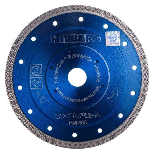 Диск алмазный по керамограниту и керамике Hilberg Турбо 200х25.4/22.2 (HM405)