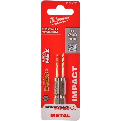 Сверло по металлу Milwaukee RedHEX HSS-G TiN 2x59.5мм 2шт (703)
