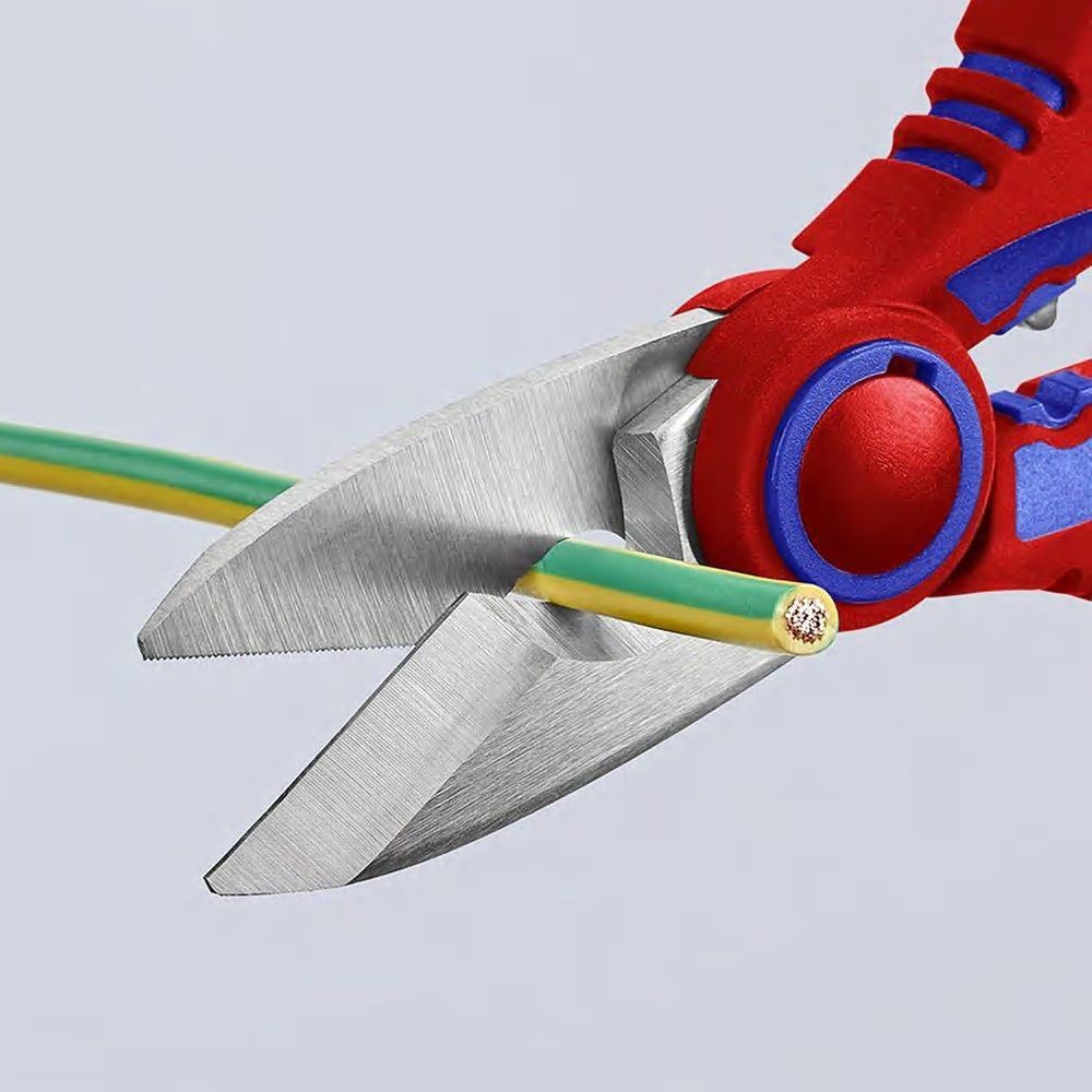 Ножницы электрика универсальные, обжим: 6 мм2, микронасечки, 160 мм, нерж, 2-комп ручки, SB