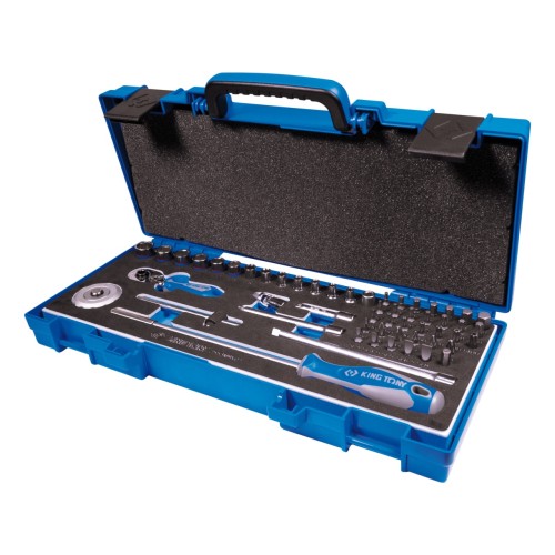 Набор торцевых головок с принадлежностями 1/4", шестигранные, 4-14 мм, 55 предметов KING TONY 2553MR