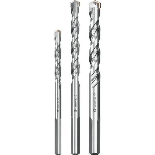 ЗУБР 3 шт: d 6-8-10 мм, трехгранный хвостовик, набор сверл по бетону усиленные, Профессионал (2916-H3)