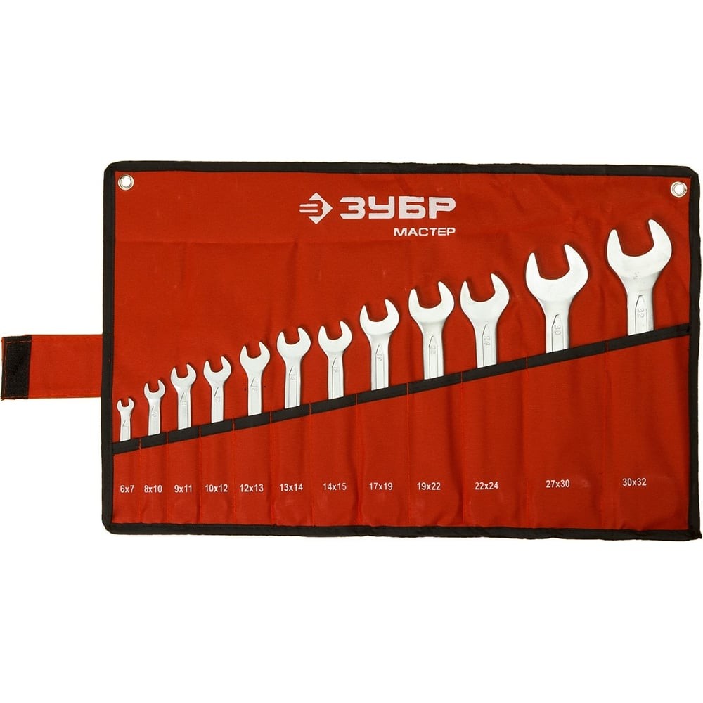 ЗУБР 12 шт, 6 - 32 мм, набор рожковых гаечных ключей, Профессионал (27010-H12)