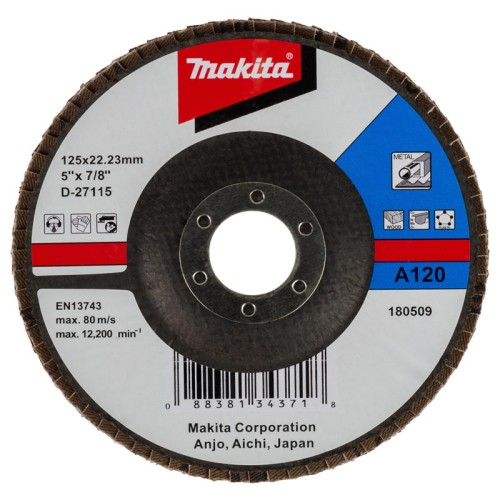 Круг лепестковый торцевой Makita 125x22.2мм P120 (D-27115)