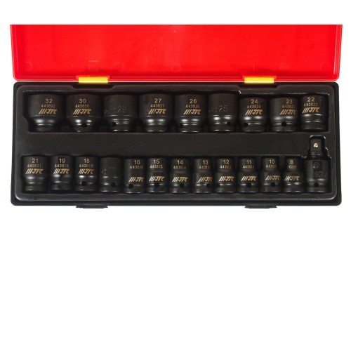 Набор головок торцевых 1/2" 6-ти гранных 08-32мм ударных 22 предмета в кейсе JTC