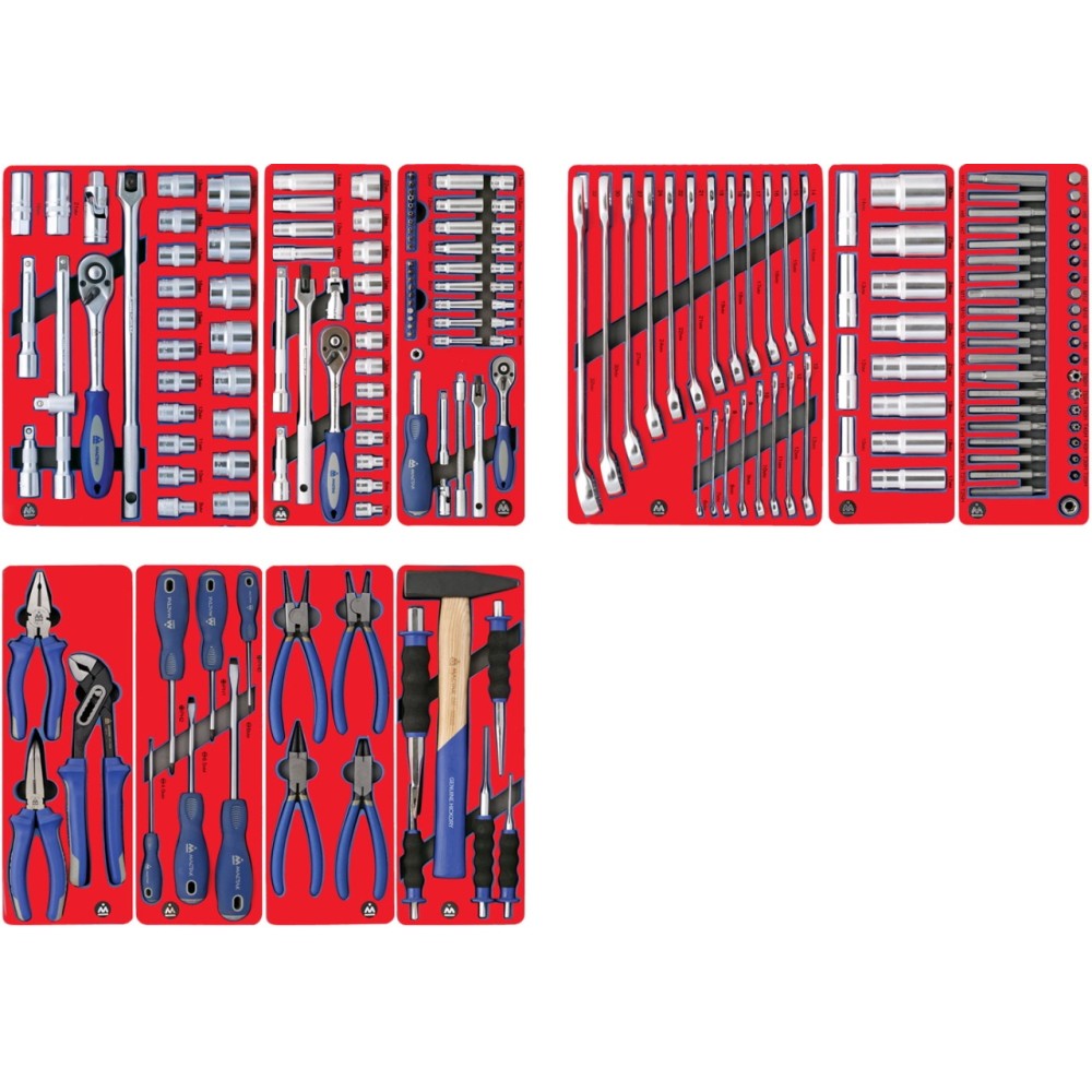 Набор инструментов "СТАНДАРТ" для тележки, 10 ложементов, 186 предметов МАСТАК 5-00186