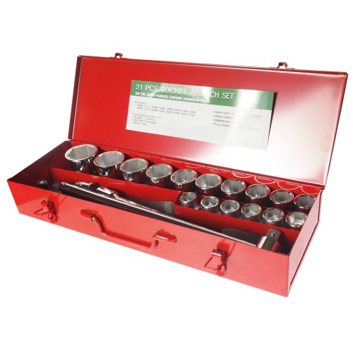 Набор головок торцевых 6-гранных 3/4" 19-50 мм (в кейсе) 21 предмет JTC