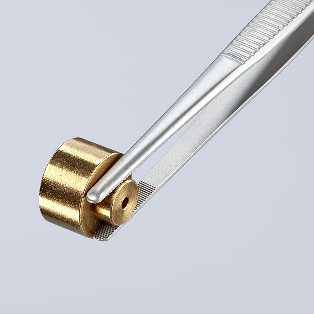 Пинцет захватный прецизионный, закруглённые зазубренные губки 2 мм, пружинная сталь, хром, 120 мм