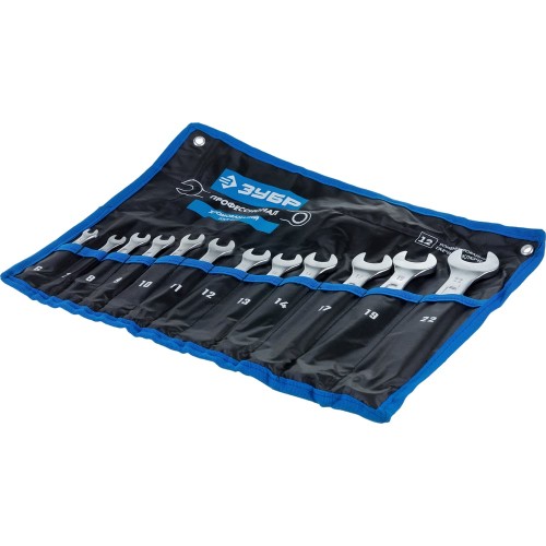 ЗУБР 12 шт, 6 - 22 мм, набор комбинированных гаечных ключей, Профессионал (27087-H12)