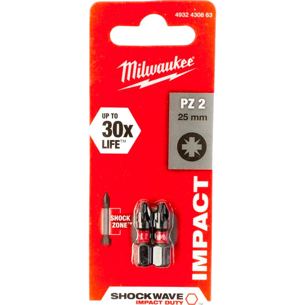 Бита Milwaukee SHOCKWAVE PZ2x25мм 2шт (863)