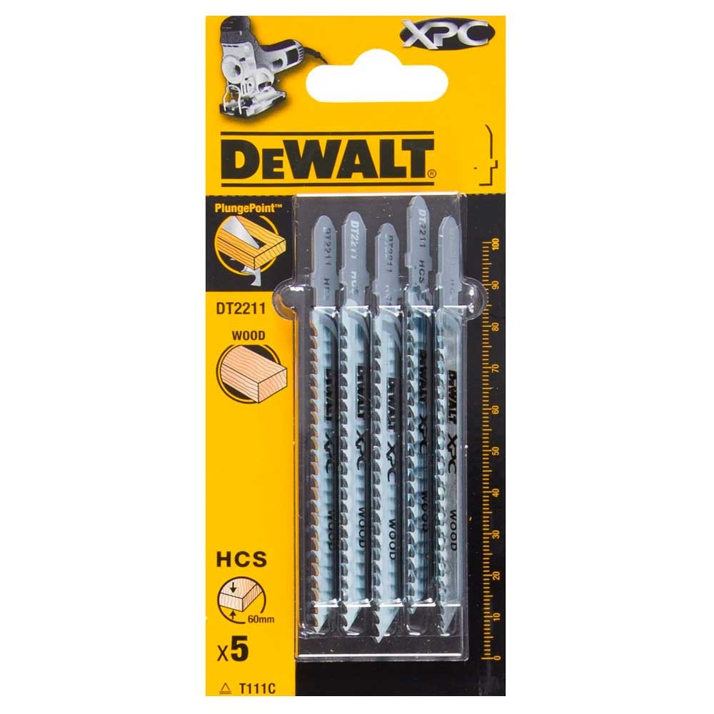 Набор пилок для лобзика по дереву DeWalt DT2211 T111C 100мм 5шт