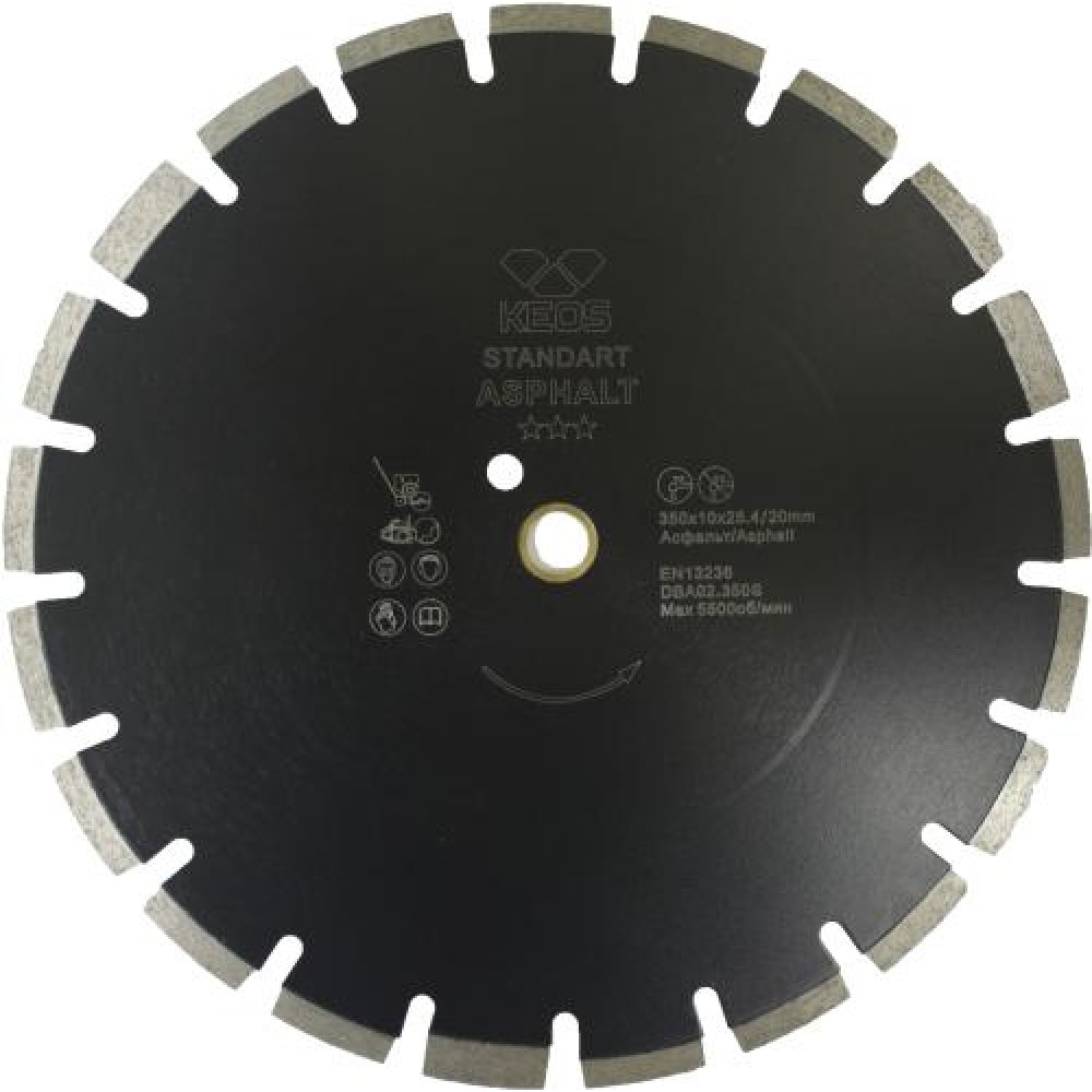 Диск алмазный KEOS Standart сегментный (асфальт) 350мм/25.4/20 (DBA02.350S)