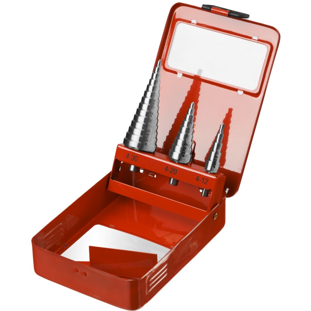 4-30 мм, 3 шт, сталь Р4М2, набор ступенчатых сверл (29665-4-30-H3)