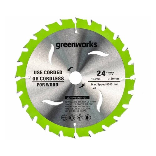 Диск пильный по дереву Greenworks 184x20мм 24T (2943407)