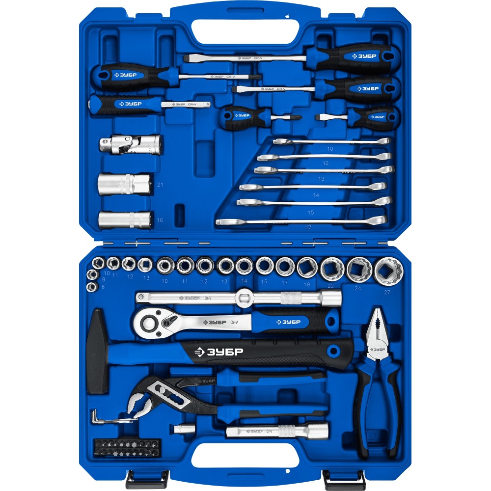 ЗУБР Универсал-63, 63 предм., (1/2_+ 1/4_), универсальный набор инструмента, Профессионал (27670-H58)