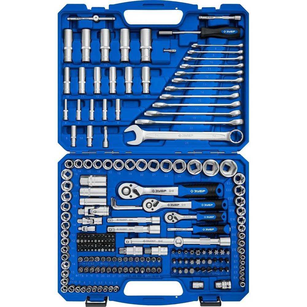 ЗУБР А-216, 216 предм., (1/2_+ 3/8_+ 1/4_), универсальный набор инструмента, Профессионал (27674-H216)
