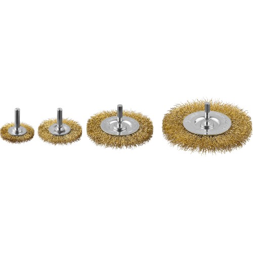 ЗУБР 38/50/75/100 мм, витая латунированная, стальная проволока, набор дисковых щеток крацовок для дрели, Профессионал (3521-H4)