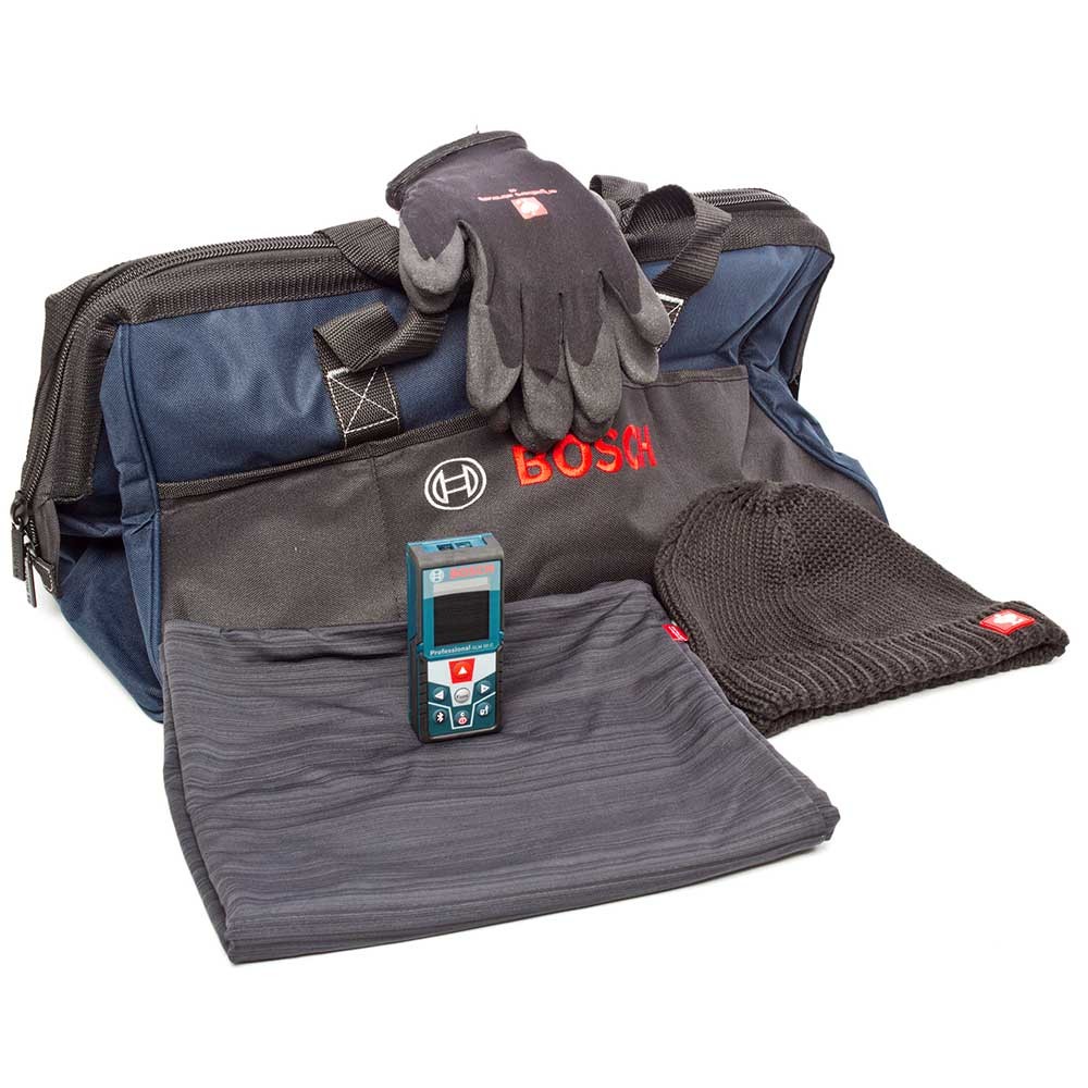 Лазерный дальномер Bosch GLM 50C + зимняя сумка, шапка, шарф, зимние рабочие перчатки