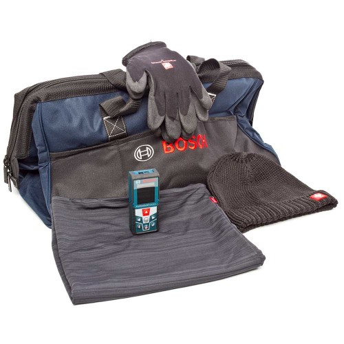 Лазерный дальномер Bosch GLM 50C + зимняя сумка, шапка, шарф, зимние рабочие перчатки