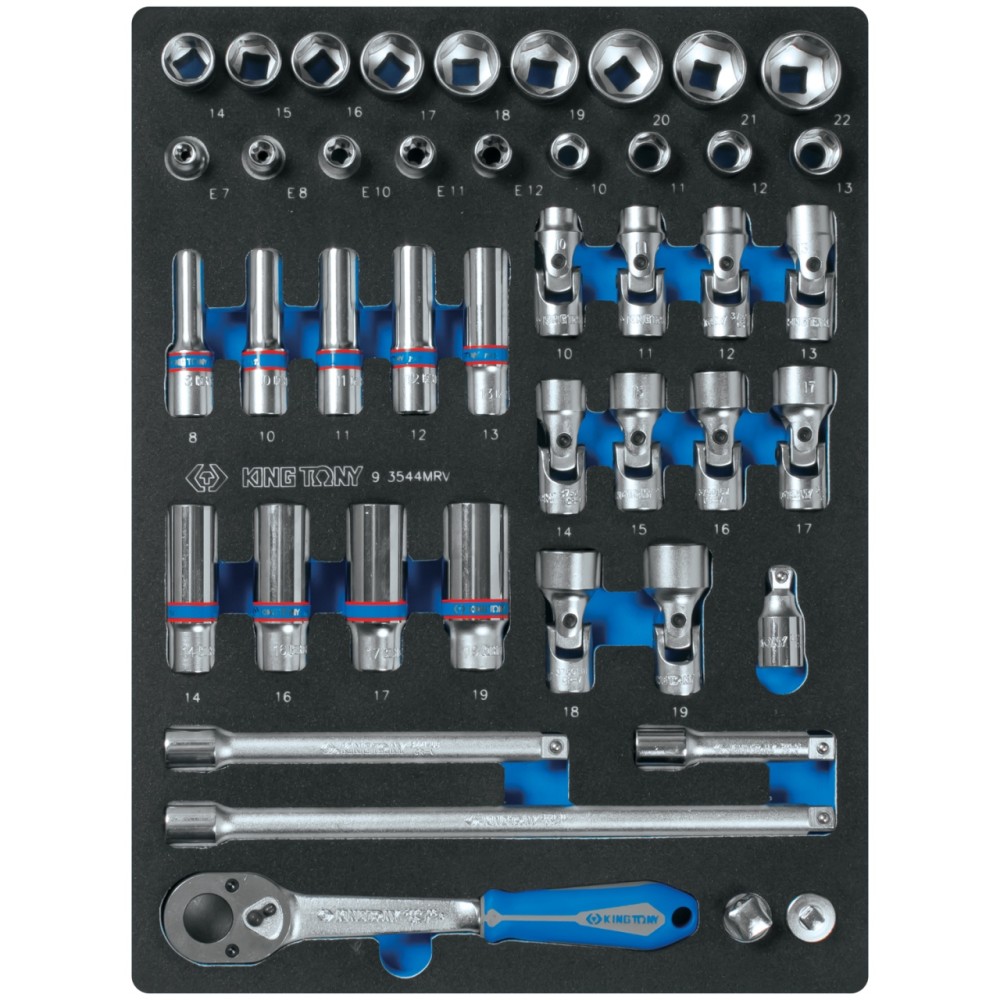 Набор торцевых головок 3/8" с принадлежностями, ложемент, 44 предмета KING TONY 9-3544MRV
