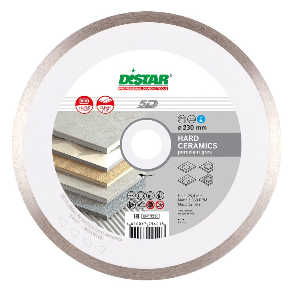 Диск алмазный по керамике Distar Hard ceramics 1A1R 230х25.4мм (8017)