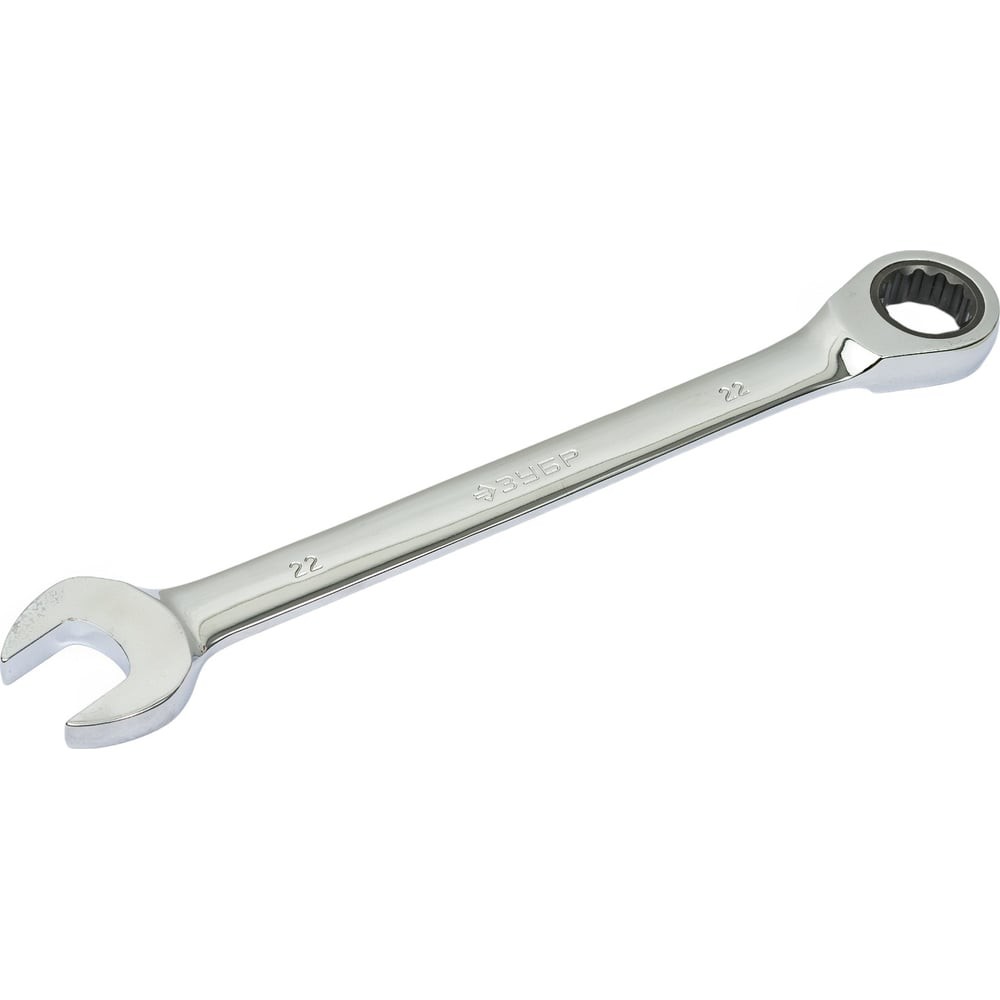 ЗУБР 22 мм, комбинированный трещоточный гаечный ключ, Профессионал (27074-22)