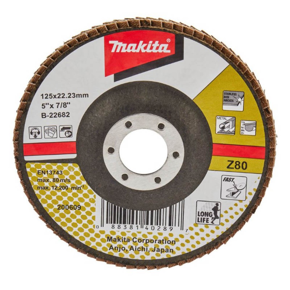 Круг лепестковый торцевой Makita 125x22.2мм Р80 (B-22800)