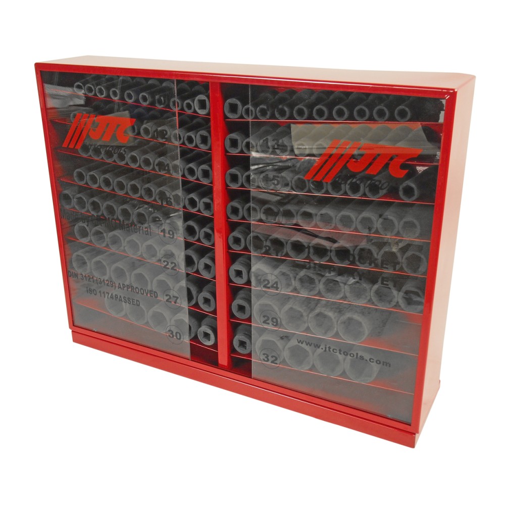 Набор головок торцевых 1/2" 6-ти гранных 10-32мм ударных 137 предметов в металлическом шкафу JTC
