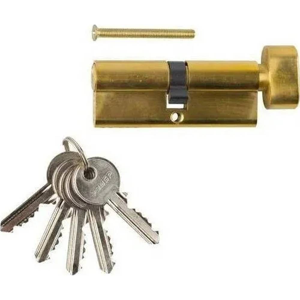 Цилиндровый механизм ЗУБР 5-PIN ключ-защелка 70 мм латунь (52103-70-1)