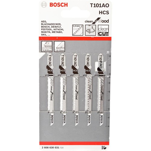 Набор пилок для лобзика по дереву Bosch T101AO 83мм 5шт (031)