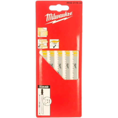 Пилка для лобзика по дереву Milwaukee T344D 105мм 5шт (633)