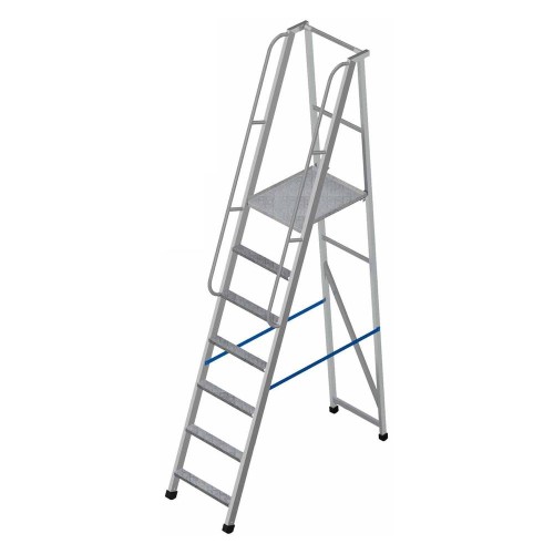 Лестница-платформа фиксированной высоты алюминиевая MEGAL ЛПФВА Н=2.0-6 с широкими ступенями