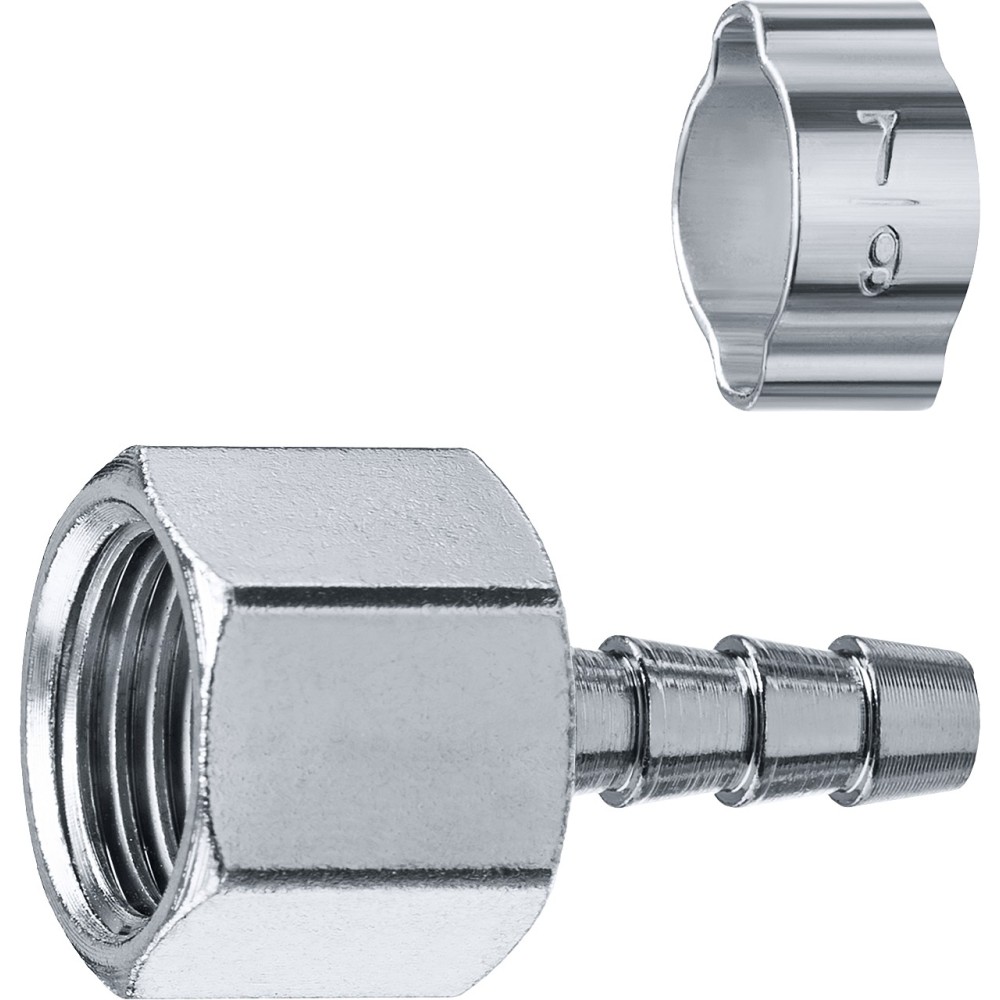 ЗУБР штуцер _елочка_, 6 мм - 1/4_F, переходник с обжимным хомутом, Профессионал (64923-1/4-06)