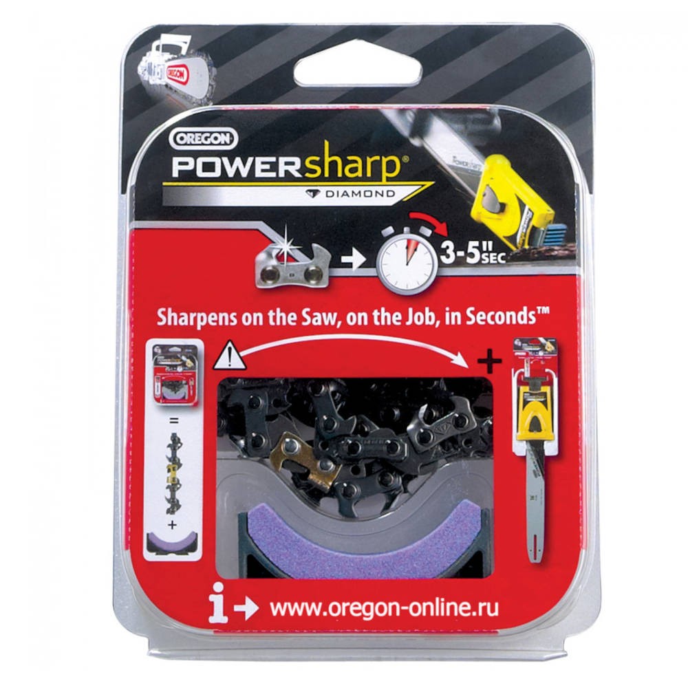 Цепь Oregon 3/8" 1,3мм 50зв + камень для заточки PowerSharp (PS50E)
