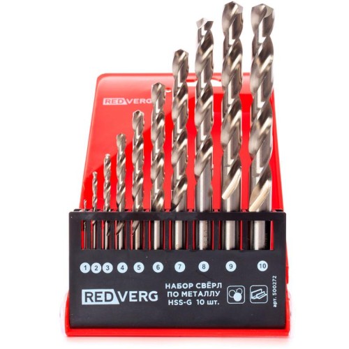 Набор сверл по металлу REDVERG HSS-G 1-10мм 10шт (500272)