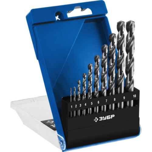 ПРОФ-А, 10 шт, (1-10 мм), сталь Р6М5, класс А, набор сверл по металлу, Профессионал (29625-H10)