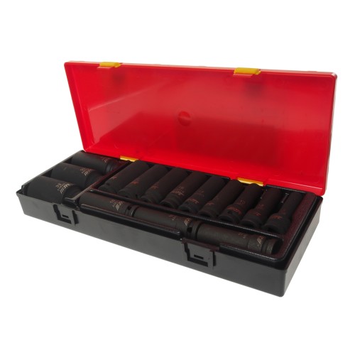 Набор головок торцевых глубоких ударных 12-гранных 1/2" 10-32мм (в кейсе) 15шт JTC /1