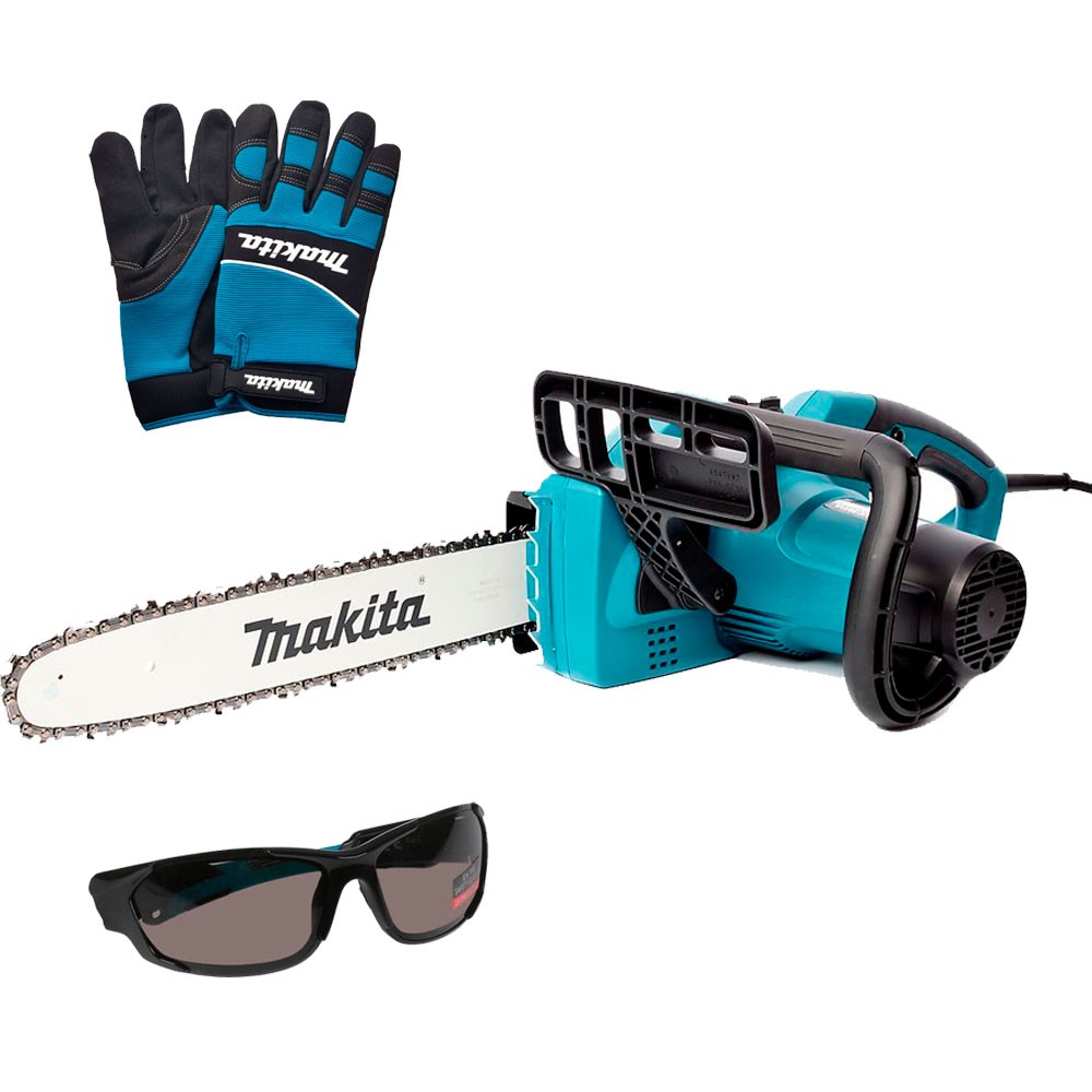 Электрическая цепная пила Makita UC3541A + перчатки L + Очки защитные
