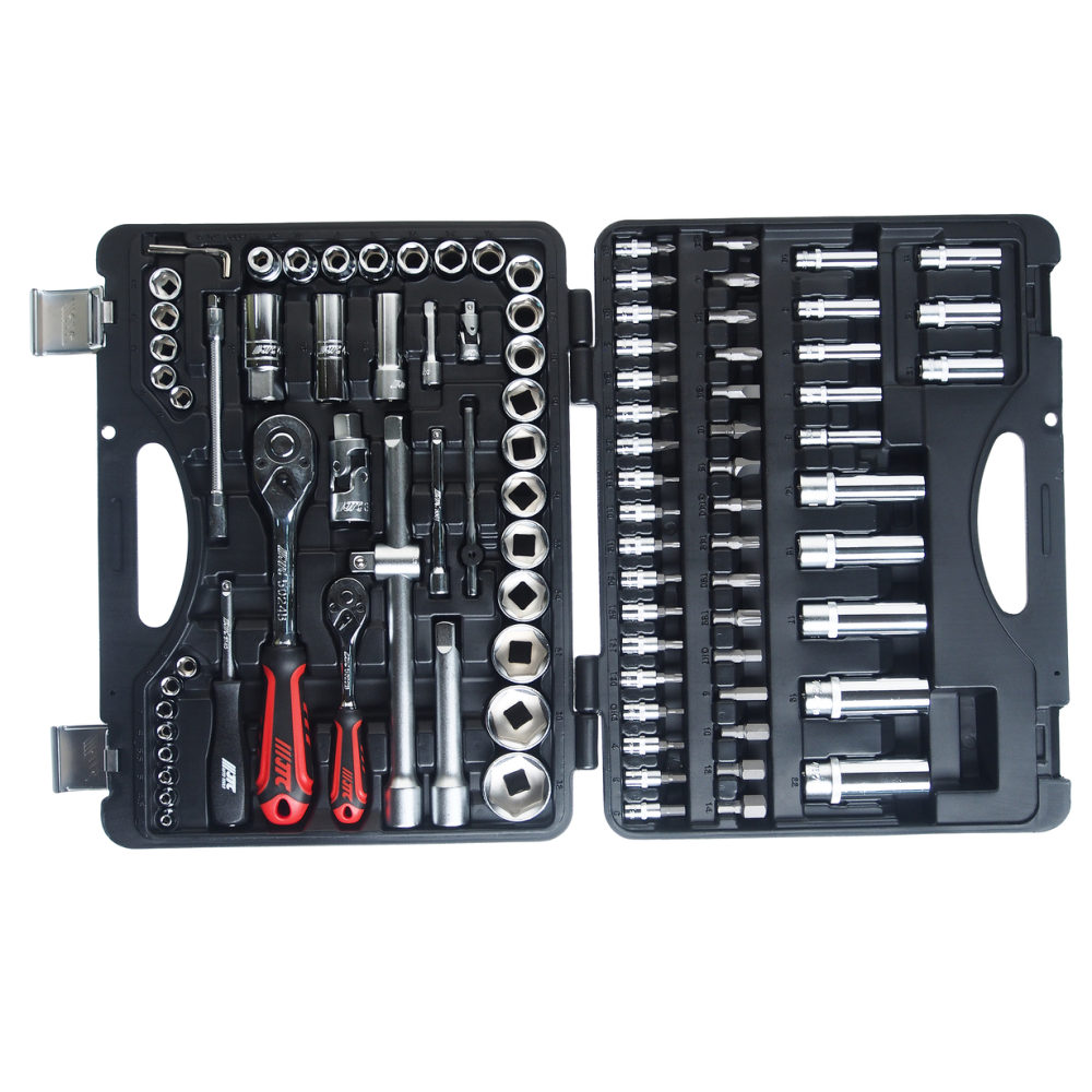 Набор головок торцевых и бит 1/4",1/2" 6-ти гранных 96 предметов в кейсе JTC