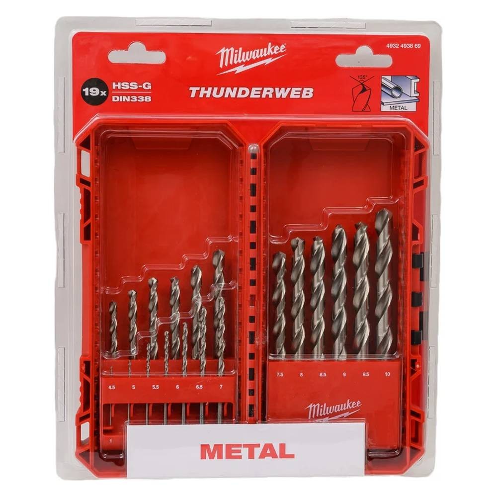 Набор сверл по металлу Milwaukee GEN III THUNDERWEB HSS-G 1-10мм 19шт