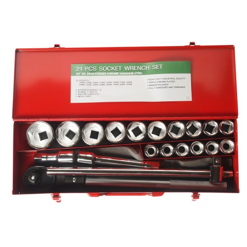 Набор головок торцевых 6-гранных 3/4" 19-50 мм (в кейсе) 21 предмет JTC