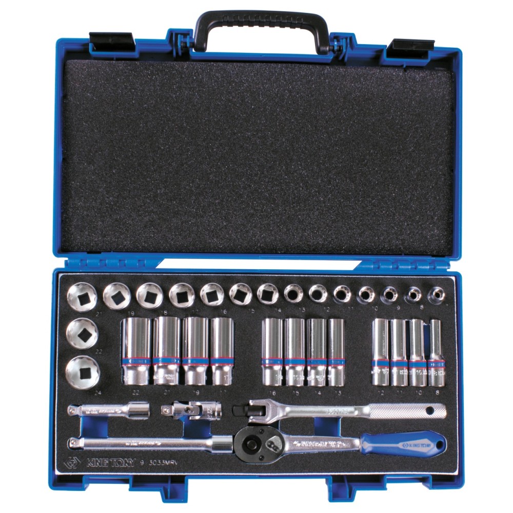 Набор торцевых головок с принадлежностями 3/8", двенадцатигранные, 7-24 мм, 33 предмета KING TONY 30