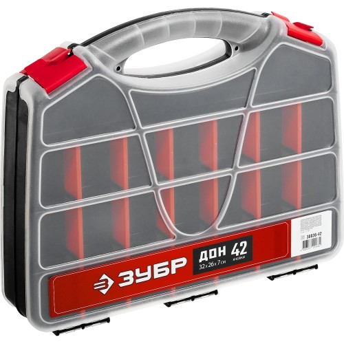 ЗУБР ДОН-42, 320 х 260 х 70 мм, двухсторонний органайзер с 42 ячейками (38036-42)