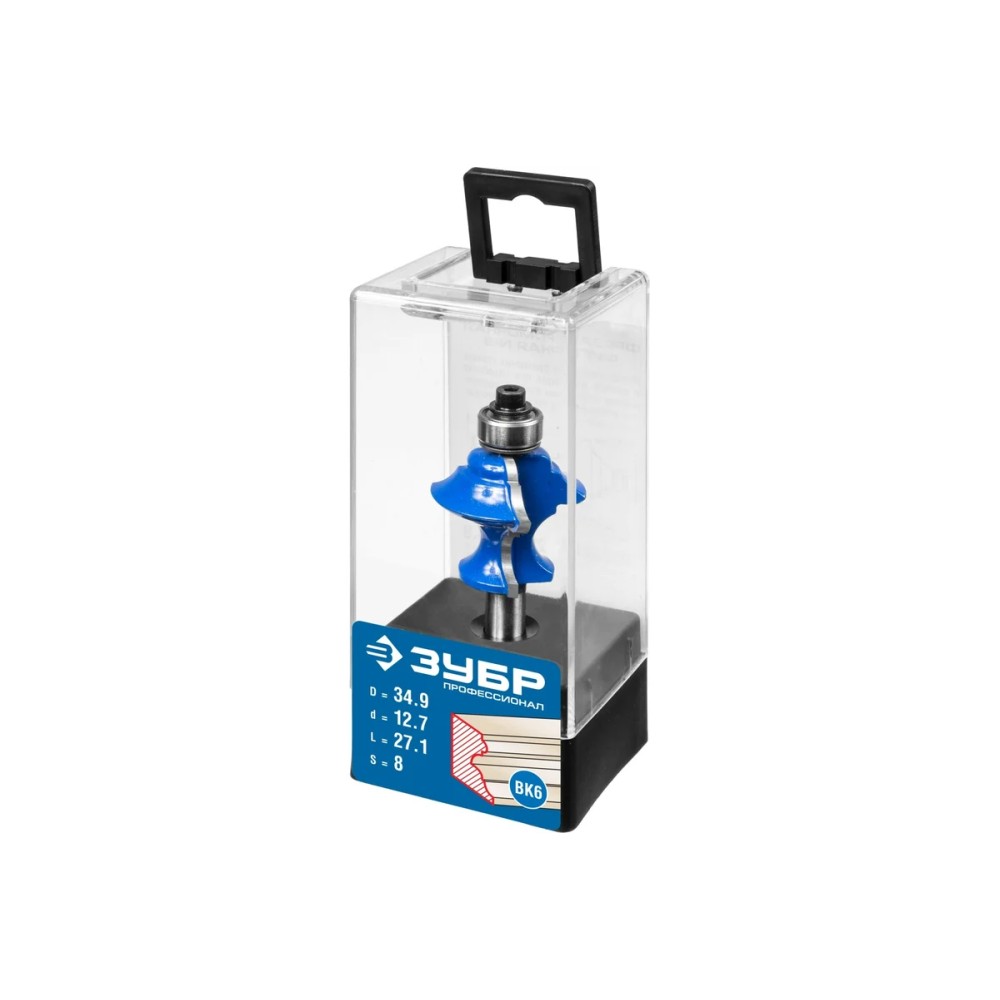 Фреза ЗУБР Профессионал кромочная фигурная №6 34.9х25.4мм хвостовик 8мм (28717-34.9)