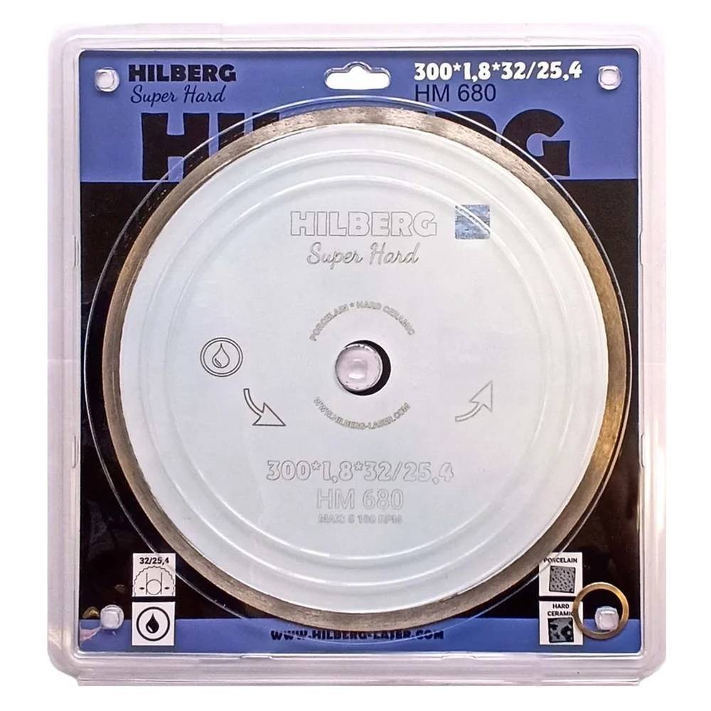 Диск алмазный по керамограниту Hilberg Super Hard 300х32/25.4мм (HM680)